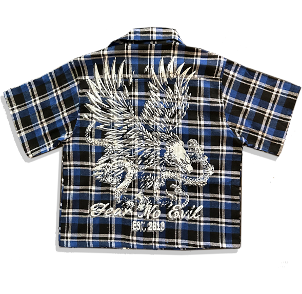 Fear No Evil Flannel Blue