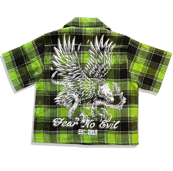 Fear No Evil Flannel Green