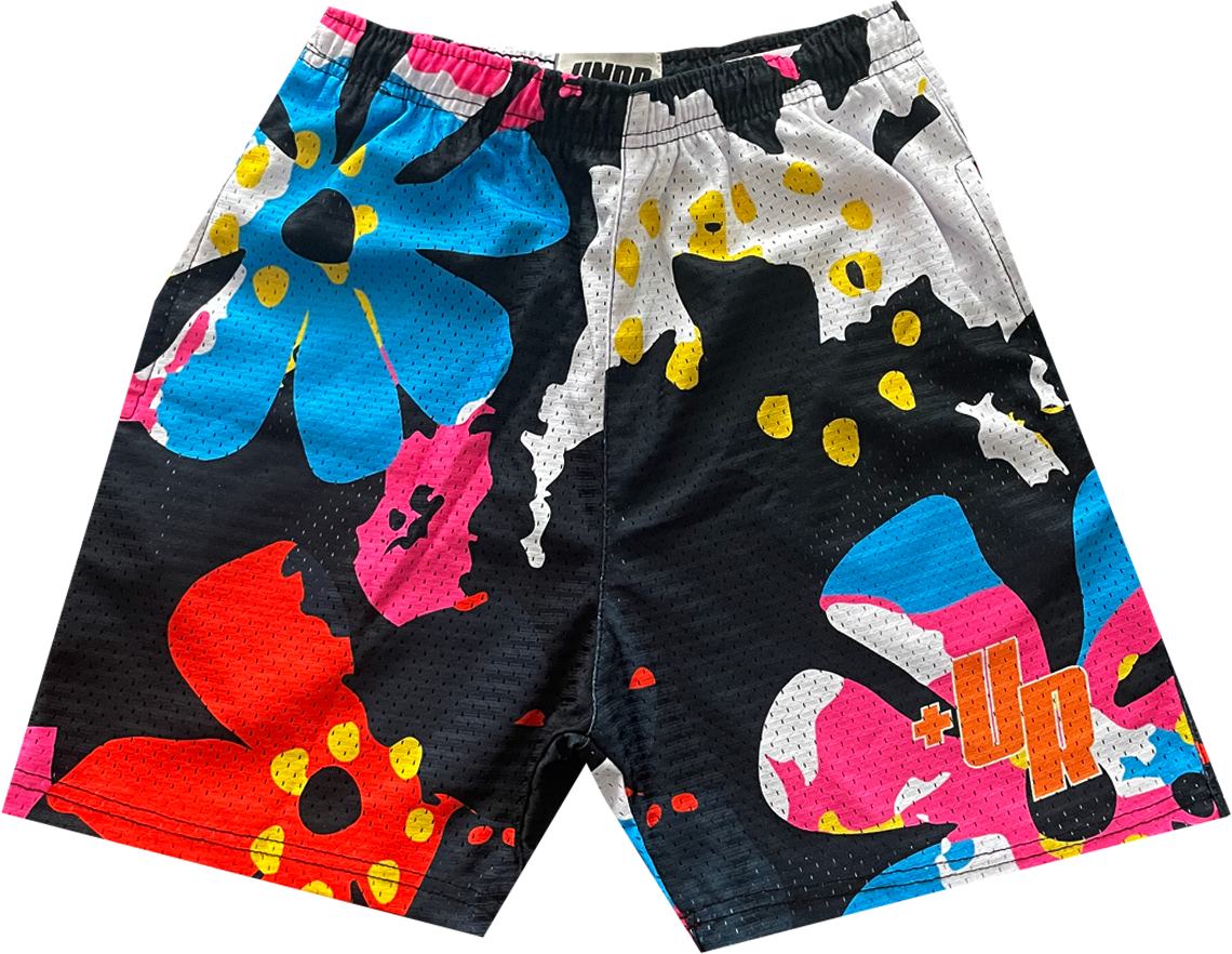 Floral Mesh Shorts “Black”