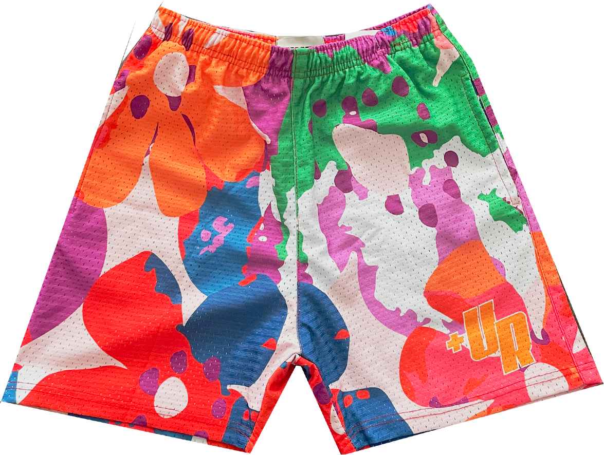 Floral Mesh Shorts “Orange”