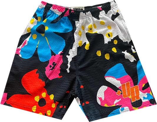 Floral Mesh Shorts “Black”