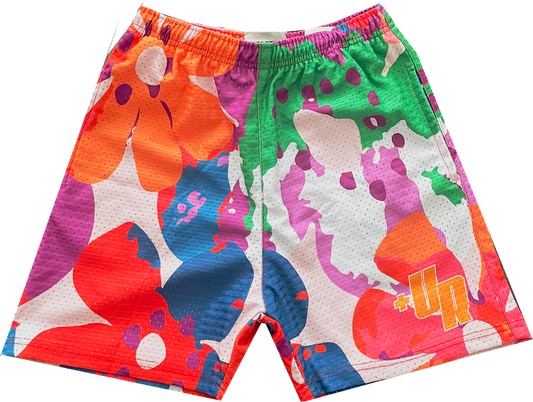 Floral Mesh Shorts “Orange”